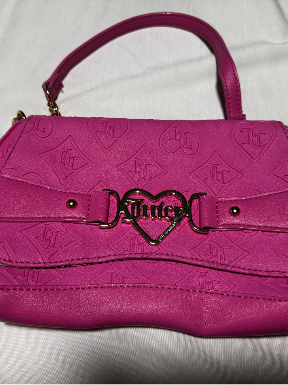 Juicy Couture Hot Pink Embossed Heart-Logo Satchel